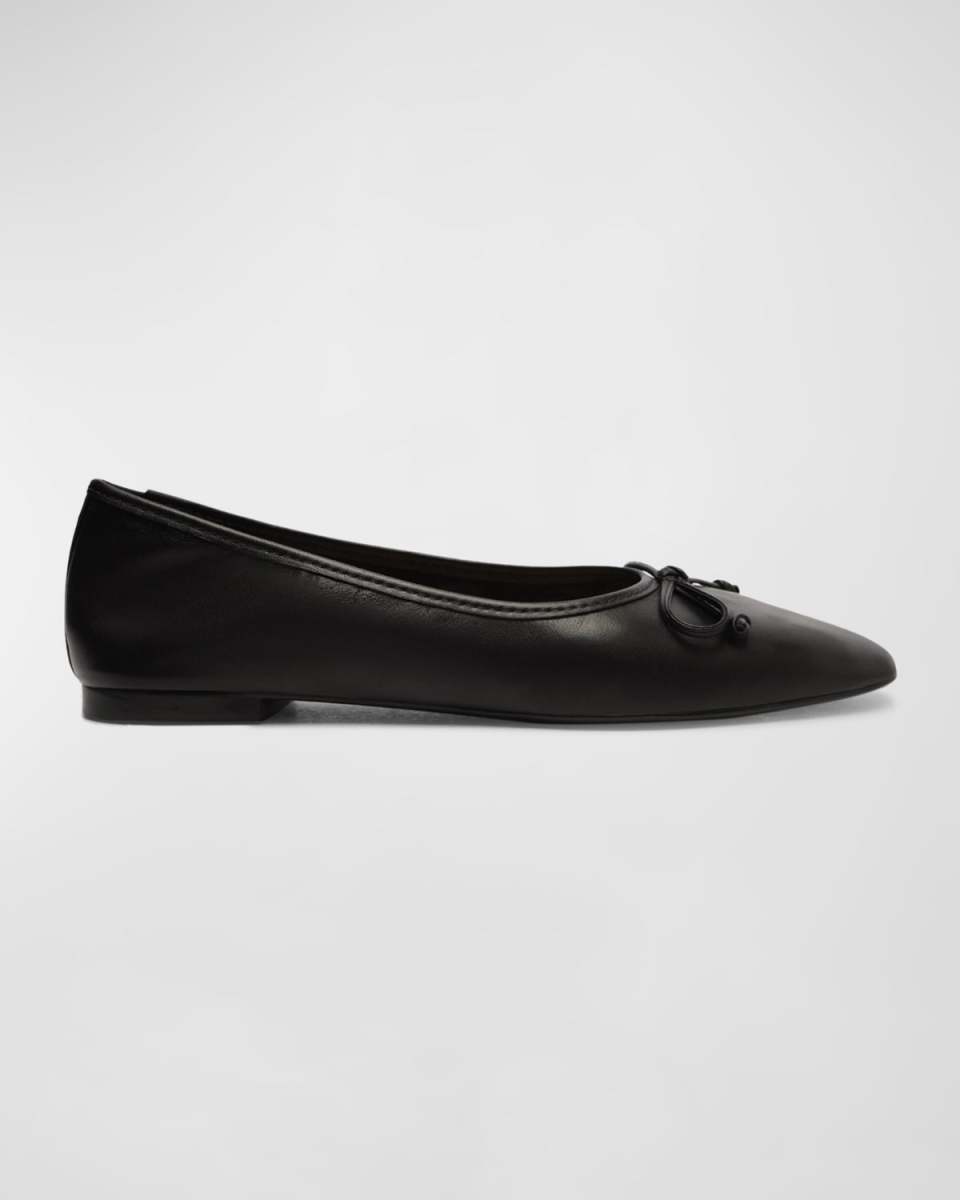 Arissa Leather Bow Ballerina Flats